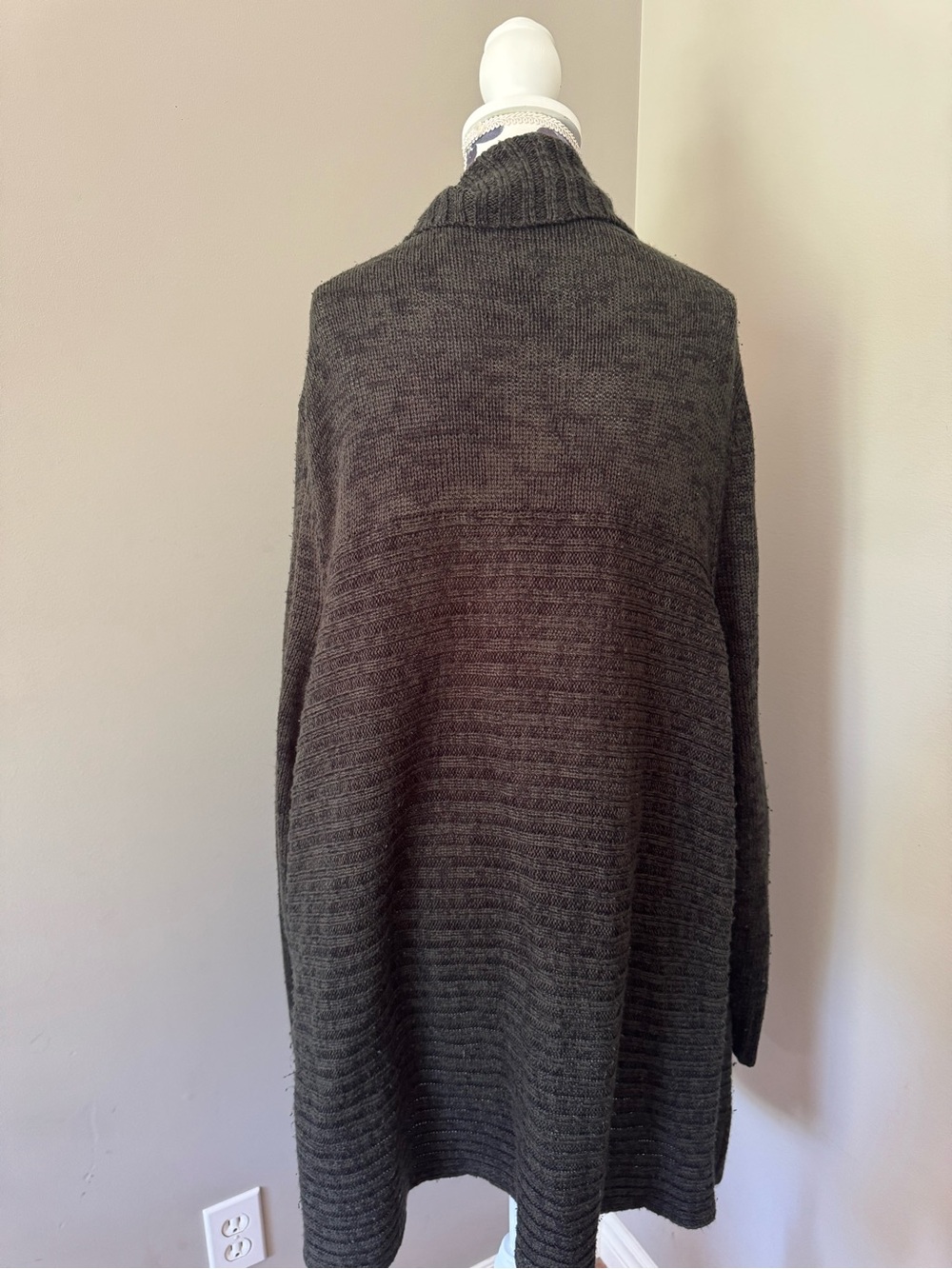 Reitmans Dark Charcoal Open-Front Shawl Collar Cardigan - Picture 2 of 4
